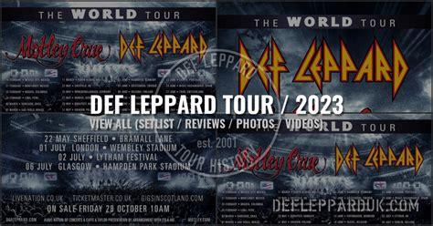 Get the Def Leppard Setlist of the concert at Sydney Entertainment Centre, Sydney, Australia on July 28, ... Oct 23, 2023. Mötley Crüe Still Fighting For Their Right To Party. Jul 14, 2023. Mötley Crüe Played 15-Song Set on Mick Mars' Birthday in 1990. May 4, 2020. Def Leppard Gig Timeline.